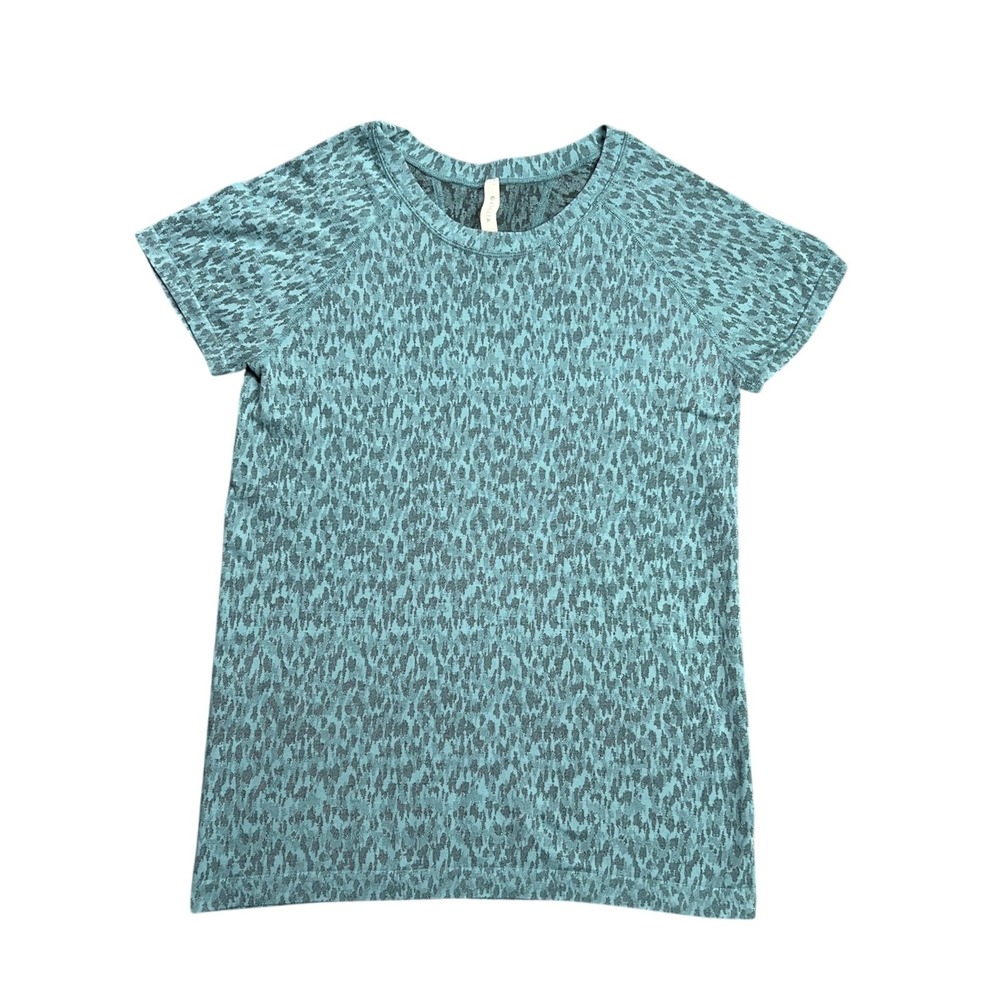 Athleta Women's Large Momentum Allure Tee Teal Seamless Activewear Top 657699-03